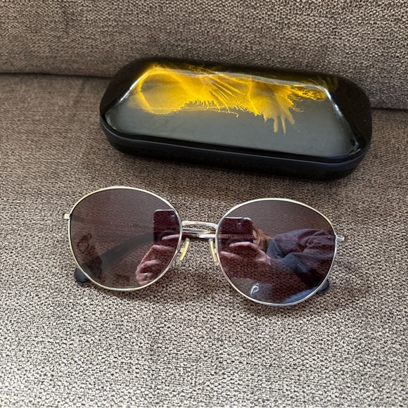 Coach Accessories - COACH Shiny Light  Gold 56mm ROUND Plum Brown Gradient Womens Sunglass HC 7125